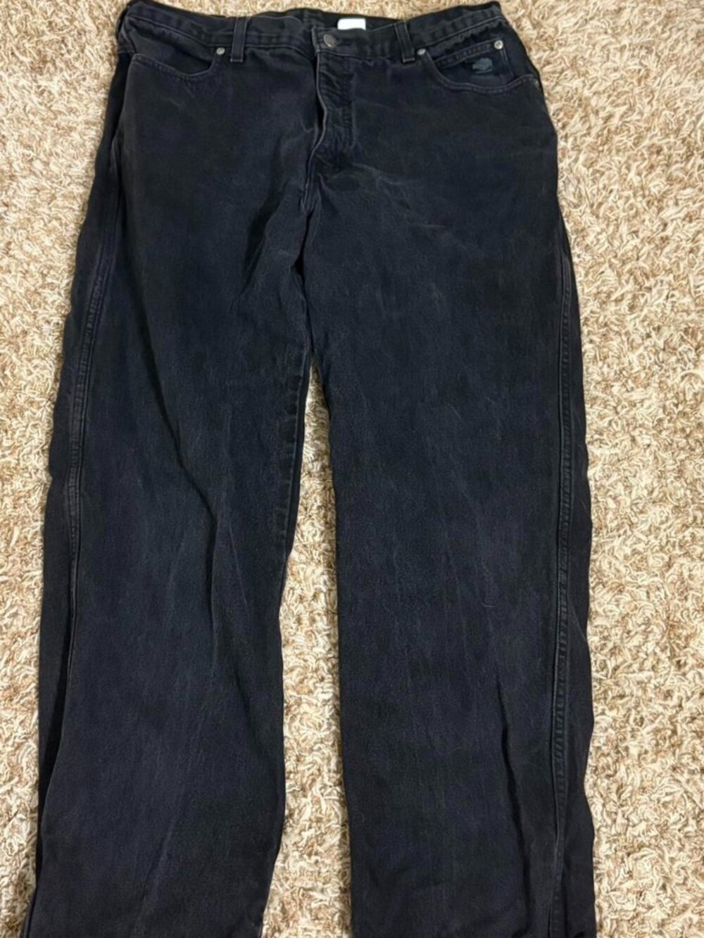 Harley-Davidson Black Relaxed Baggy Jeans Mens 38 Y2K Denim Biker 🏍️